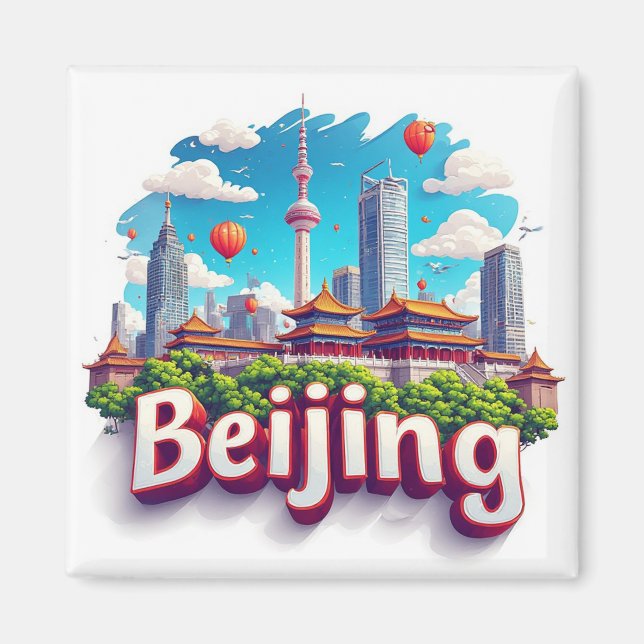 Colorful Beijing City Skyline  Magnet (Front)