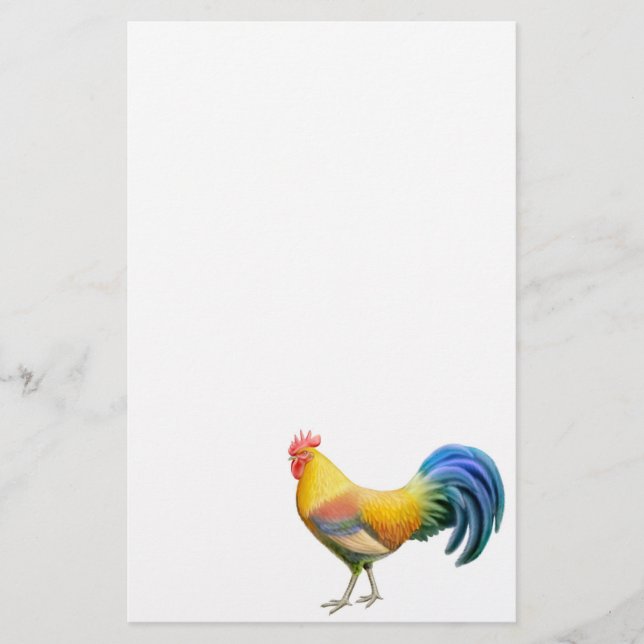 Colorful Belgian Ardenner Rooster Stationery (Front)