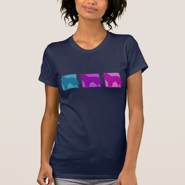 Colorful Belgian Sheepdog Silhouettes T-Shirt (Front)