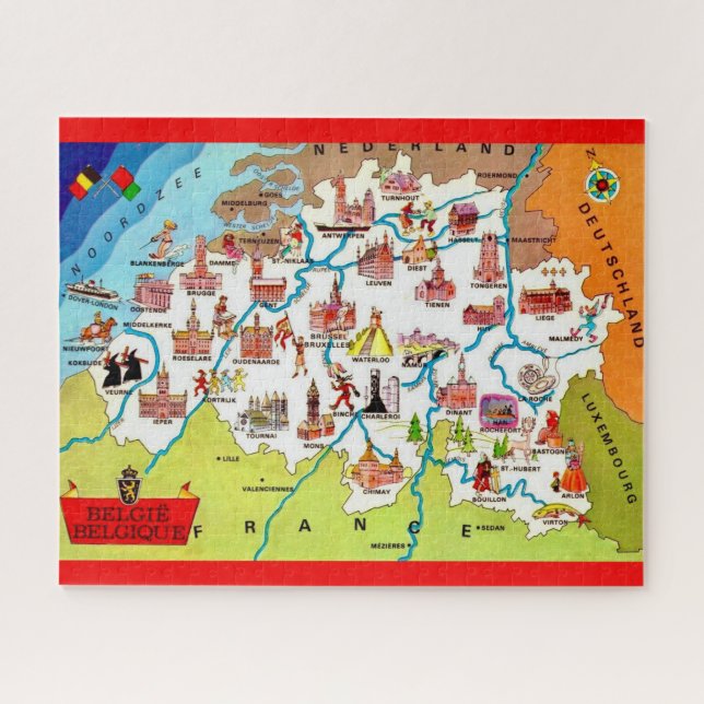 Colorful Belgium Illustrated Map  Jigsaw Puzzle (Horizontal)