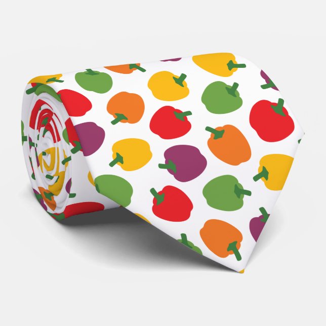 Colorful Bell Peppers Neck Tie (Rolled)