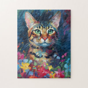Colorful Bengal cat Jigsaw Puzzle