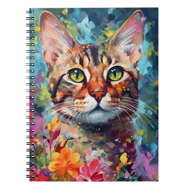 Colorful Bengal cat Notebook (Front)