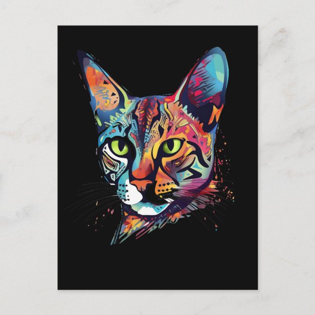 Colorful Bengal cat Postcard (Front)