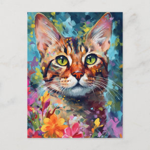 Colorful Bengal cat Postcard