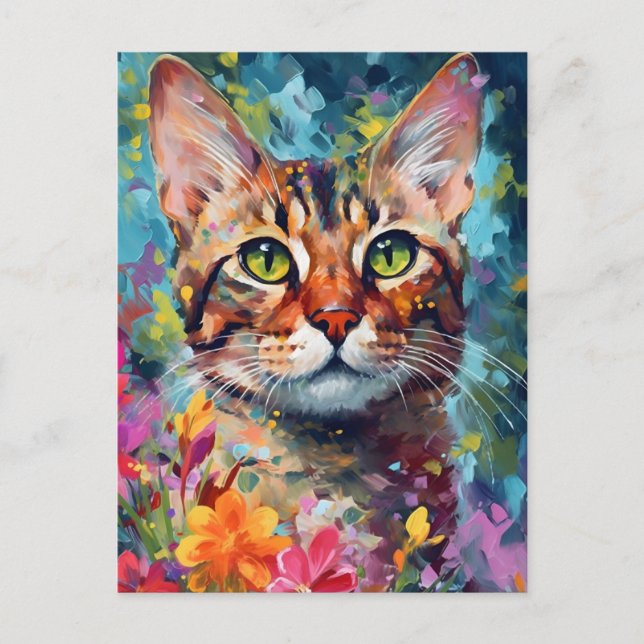 Colorful Bengal cat Postcard (Front)
