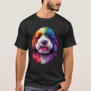 Colorful Bernedoodle Face Cute Dog Lover Men Women T-Shirt