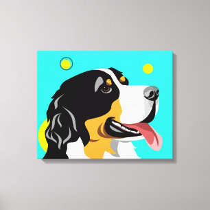 Colorful Bernese Mountain Dog Canvas Print