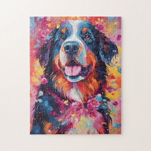 Colorful Bernese Mountain dog Jigsaw Puzzle