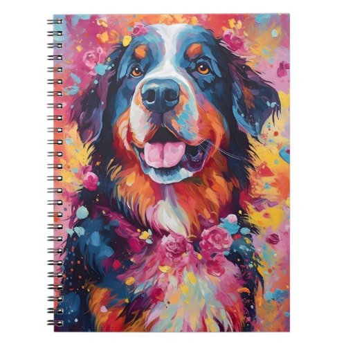 Colorful Bernese Mountain dog Notebook