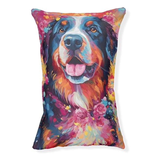 Colorful Bernese Mountain dog Pet Bed (Front Vertical)