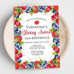 Colorful Berries Girls Berry Sweet Summer Birthday Invitation