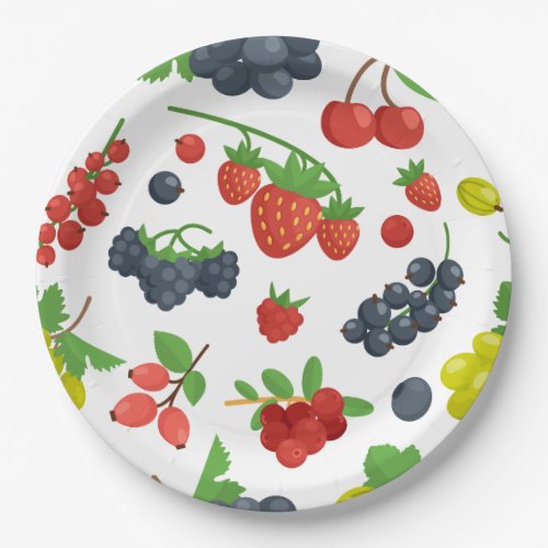 Colorful Berries Pattern Paper Plates