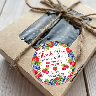 Colorful Berries Thank You Berry Much Birthday Classic Round Sticker