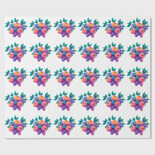 Colorful berries wrapping paper (Flat)