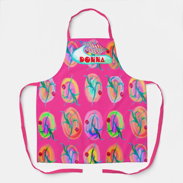 Colorful Berries, your Smile and Your Name Apron (Front)