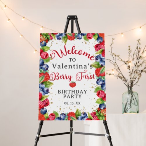 Colorful Berry First 1st Birthday Party Welcome Foam Board