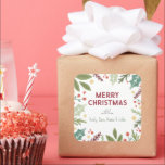 Colorful Berry Foliage Merry Christmas Family Gift Square Sticker<br><div class="desc">Colorful Berry Foliage Merry Christmas Family Gift Square Sticker</div>
