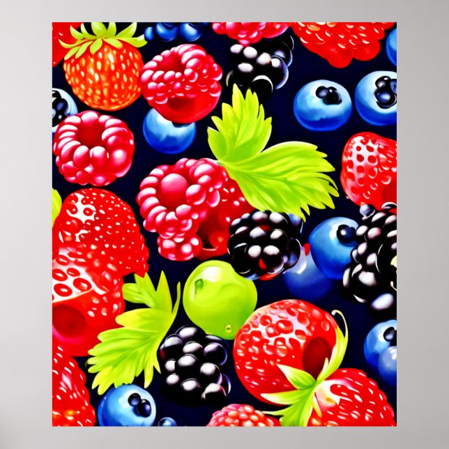 Colorful Berry Medley Design Poster (Front)