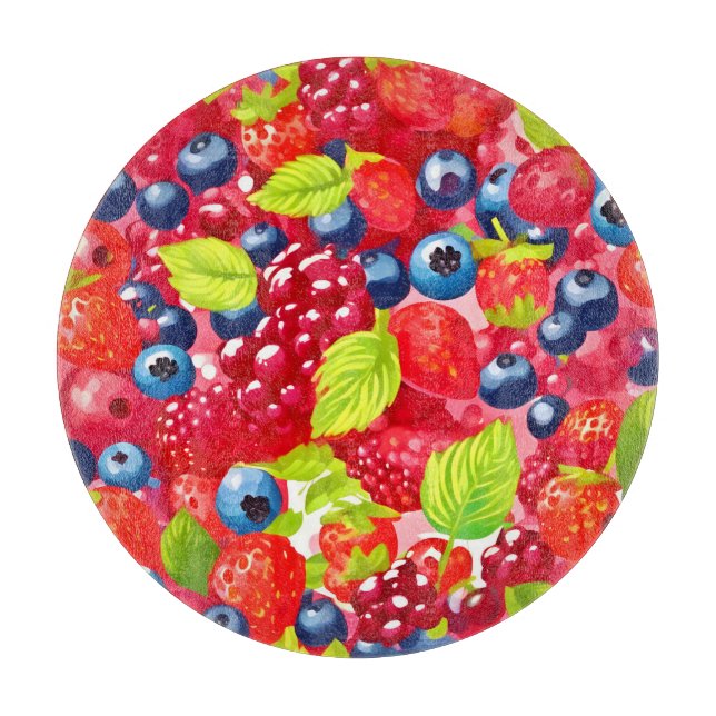 Colorful Berry Pattern Cutting Board (Front)