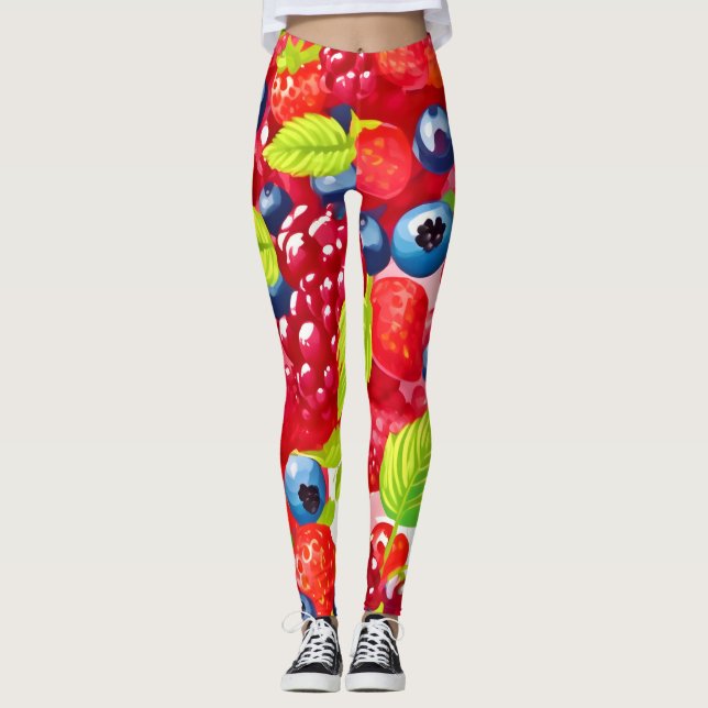 Colorful Berry Pattern Leggings (Front)