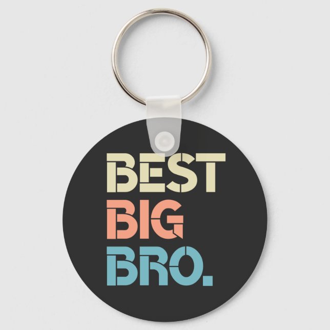Colorful Best Big Bro Awesome Big Brother Keychain (Front)
