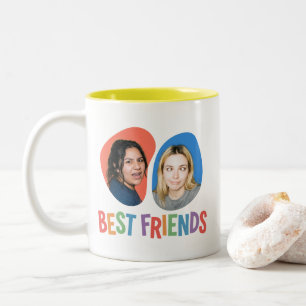 Colorful Best Friends Photo Template Two-Tone Coffee Mug