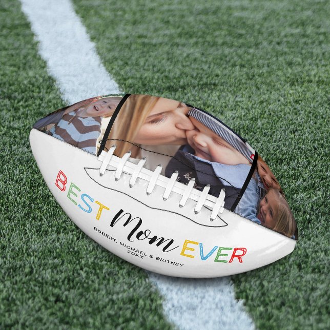 Colorful Best Mom Ever Photo Collage Football (Creator Uploaded)