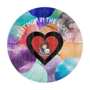 Colorful Best Mom In The World Grandma Mom Aunt Cutting Board