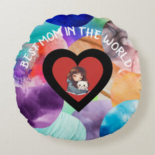 Colorful Best Mom In The World Throw Pillow