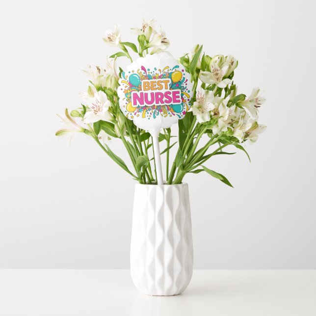Colorful Best Nurse Party Balloon (Vase)