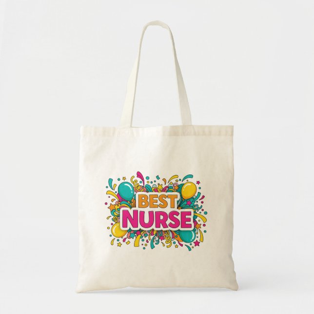 Colorful Best Nurse Tote Bag (Front)