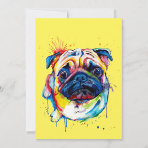 Colorful Best Pug Dog Lover Ever Thank You Card