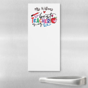 Colorful Best Teacher Ever Typography Magnetic Notepad