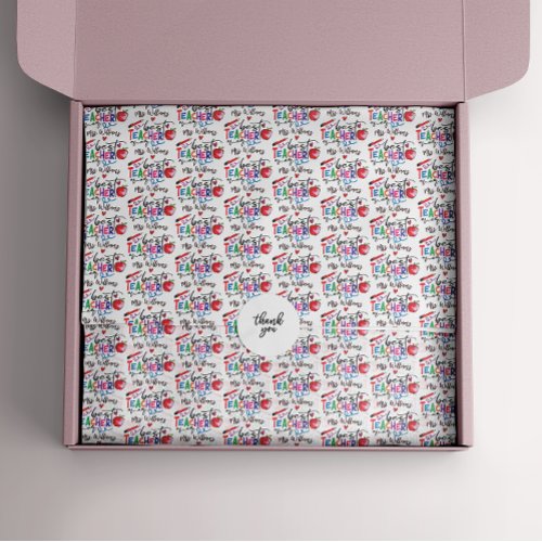 Colorful Best Teacher Ever Typography   Tissue Paper