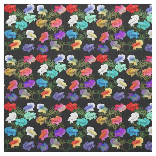 Colorful Betta Aquarium Fish Puma Cotton Fabric