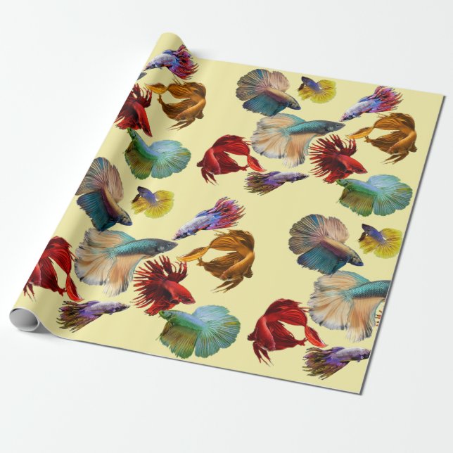 Colorful Betta Fish Wrapping Paper (Unrolled)