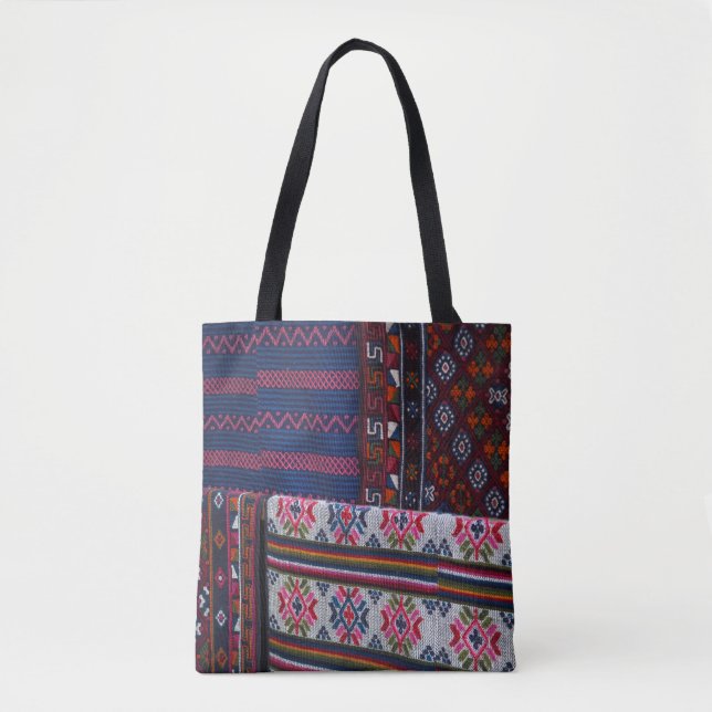 Colorful Bhutan Textiles Tote Bag (Front)