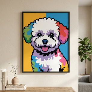 Colorful Bichon Frise Dog Pop Art Poster