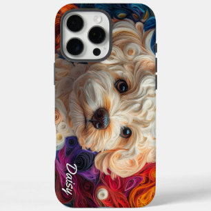 Colorful Bichon Frise Portrait iPhone 16 Pro Max Case