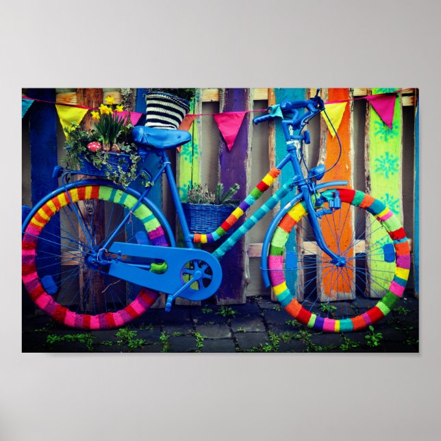 Colorful Bicycle Fun Happy Poster (Front)