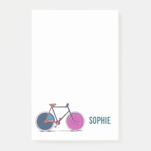 Colorful Bicycle Line Art Drawing Personalized Post_it Notes