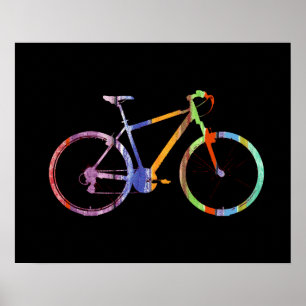 colorful bicycle on black poster