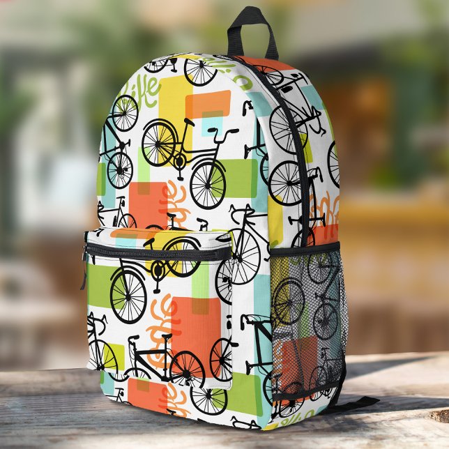Colorful Bicycle Pattern Abstract Geometric Printed Backpack (Creator Uploaded)