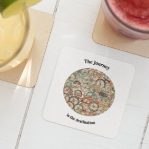 Colorful Bicycle Pattern customizable Glass Coaster