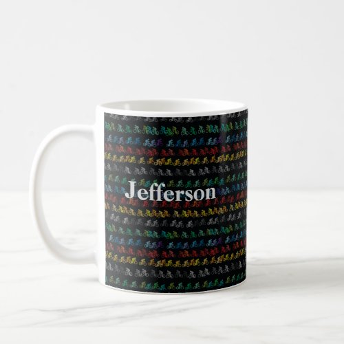 Colorful Bicycle Pattern on Black Coffee Mug