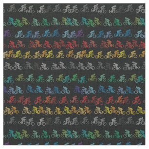Colorful Bicycle Pattern on Black Fabric