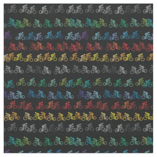 Colorful Bicycle Pattern on Black Fabric