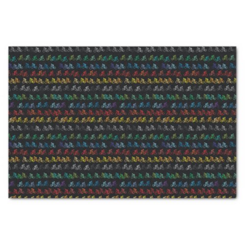 Colorful Bicycle Pattern on Black Tissue Paper