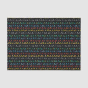 Colorful Bicycle Pattern on Black Tissue Paper